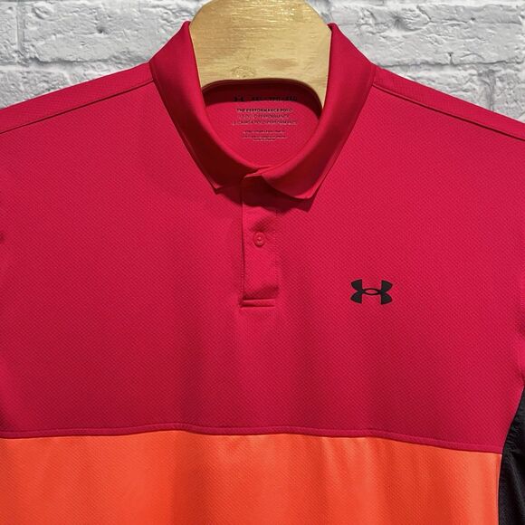 Under Armour Men Performance Blocked Golf Polo Shirt UPF40‎ Ref Orange Size 2XL - Picture 4 of 7